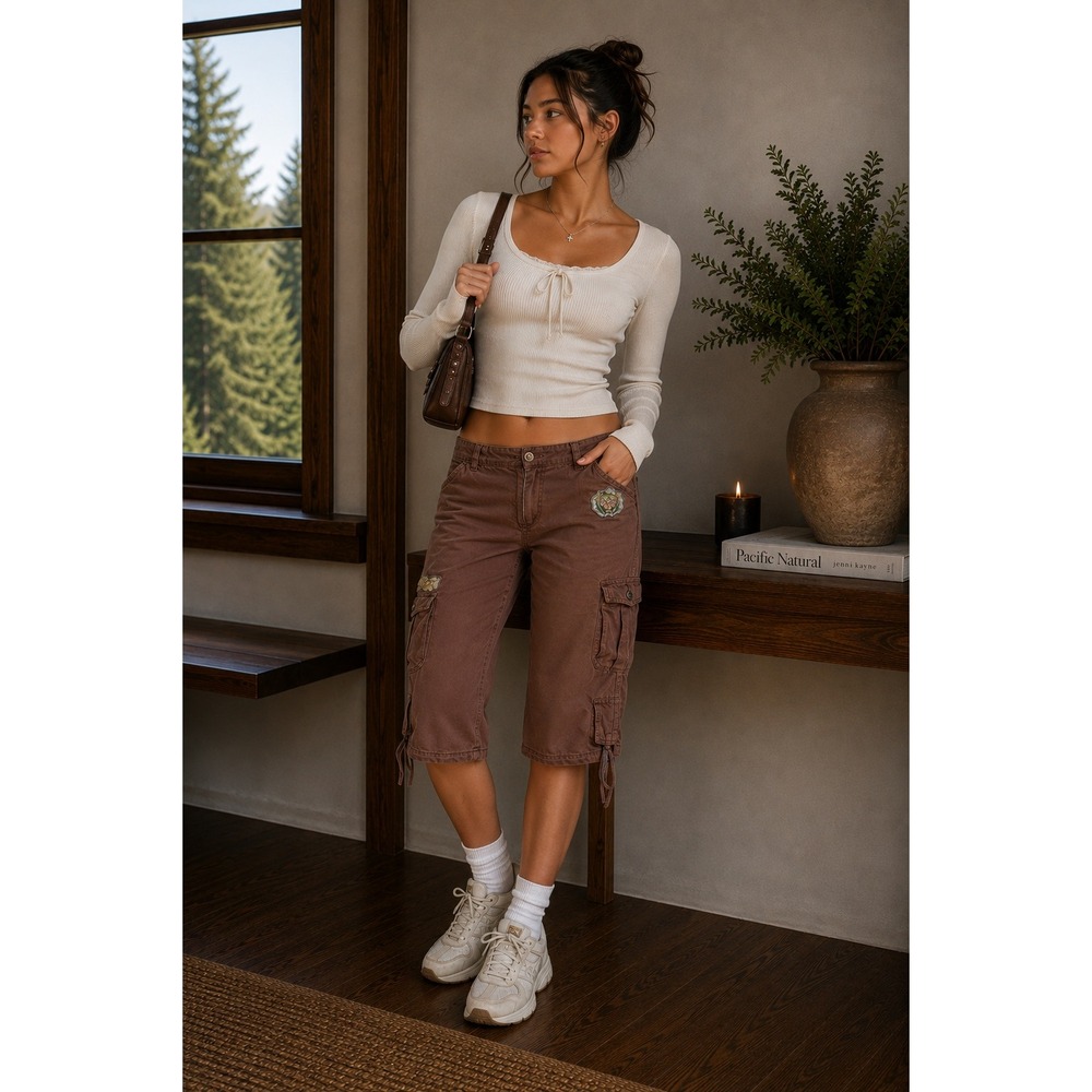 Da-Nang Surplus Cargo Shorts Womens Large Brown Y2K Gorpcore Utility Indie